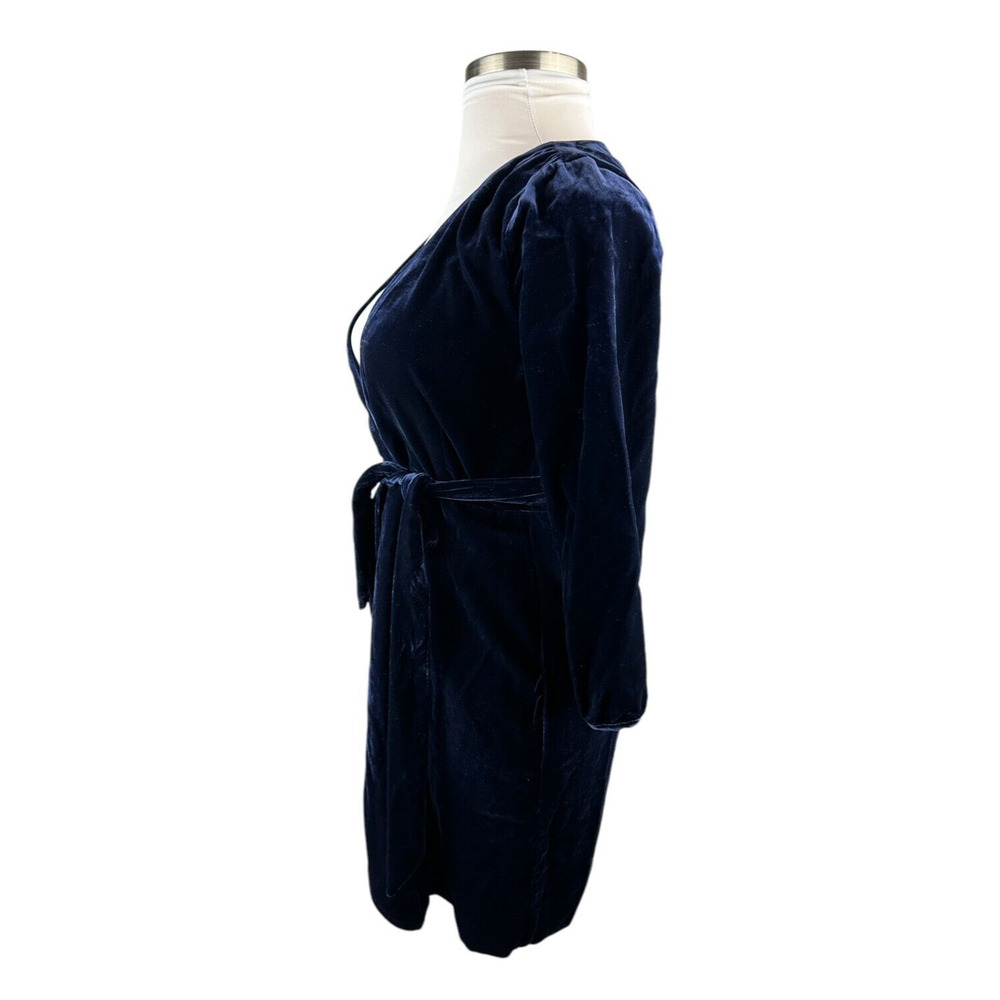 NWT J. Crew Velvet Wrap Dress Long Sleeve Drapy Navy Blue K0145 Women's Size 0 - Picture 9 of 16